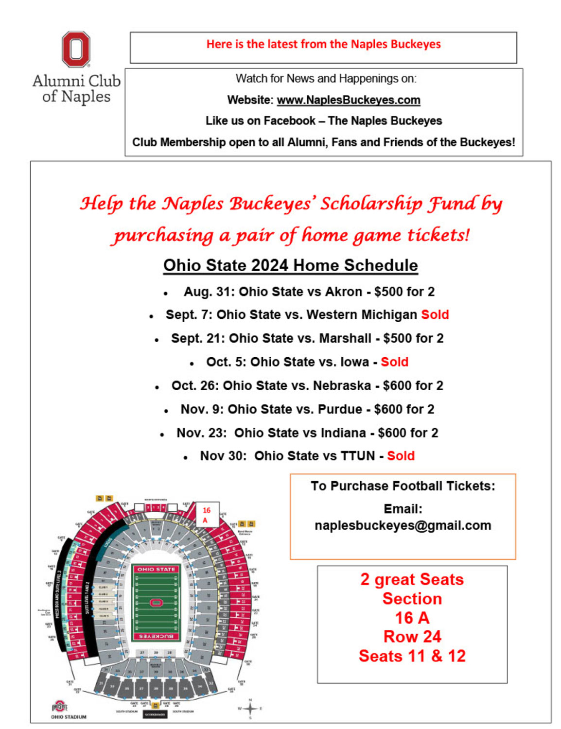 Game Tickets Naples Buckeyes Ohio State Alumni Club and Game Watch